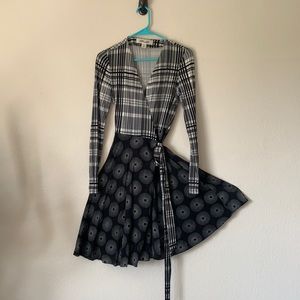 Diane von Furstenberg Jersey Silk Combo Wrap Dress